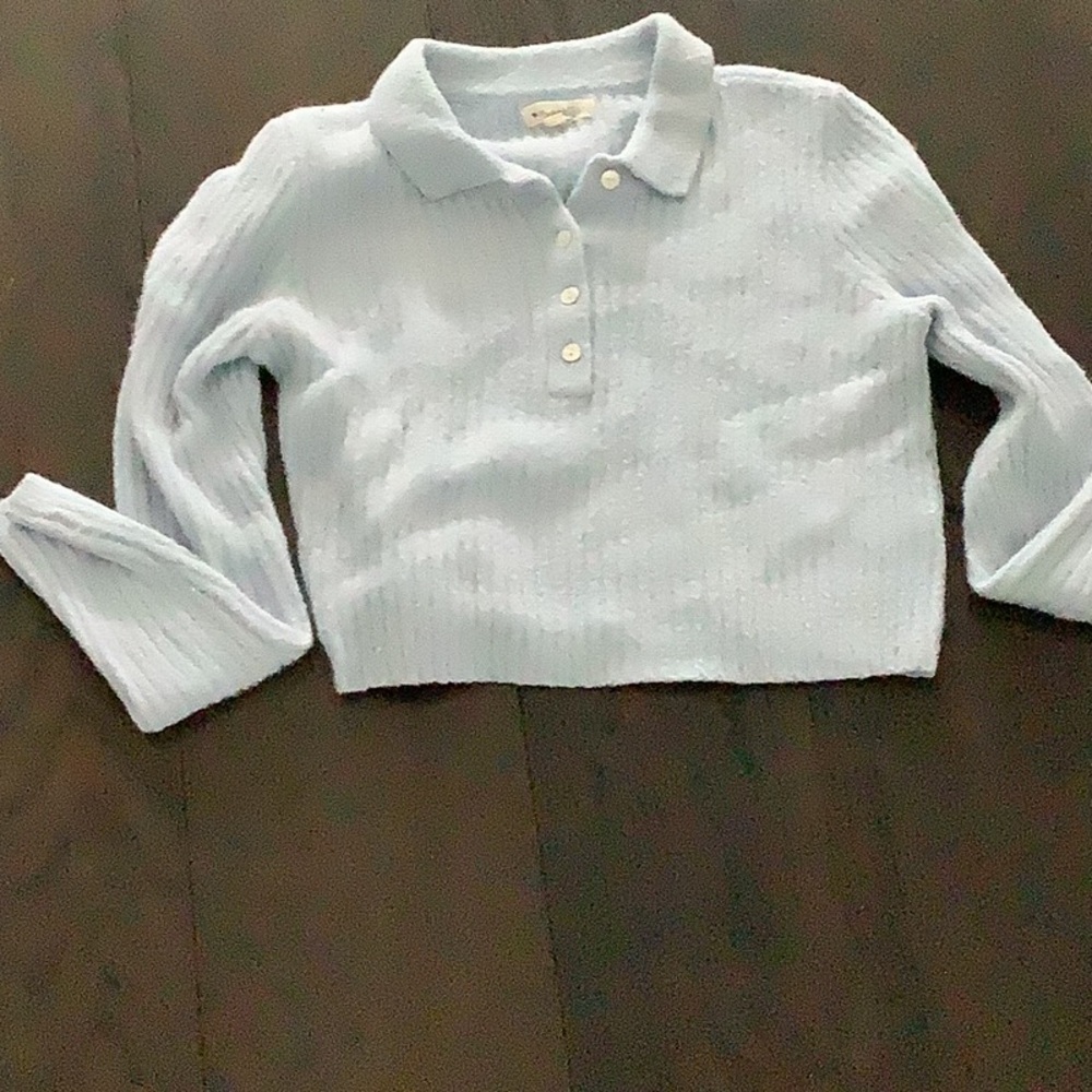 Baby blue long sleeve cropped top